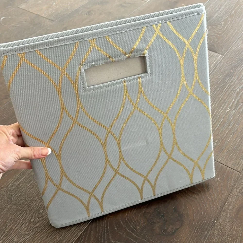 Canvas storage box with gold pattern -multiple available